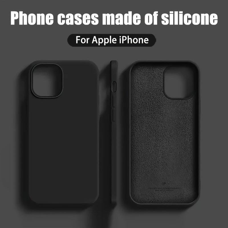 Capinha protetora de silicone de luxo à prova de choque de cor sólida, adequada para Apple iPhone