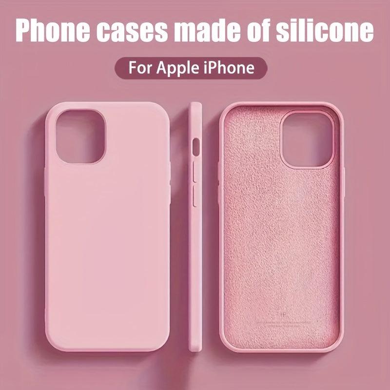 Capinha protetora de silicone de luxo à prova de choque de cor sólida, adequada para Apple iPhone