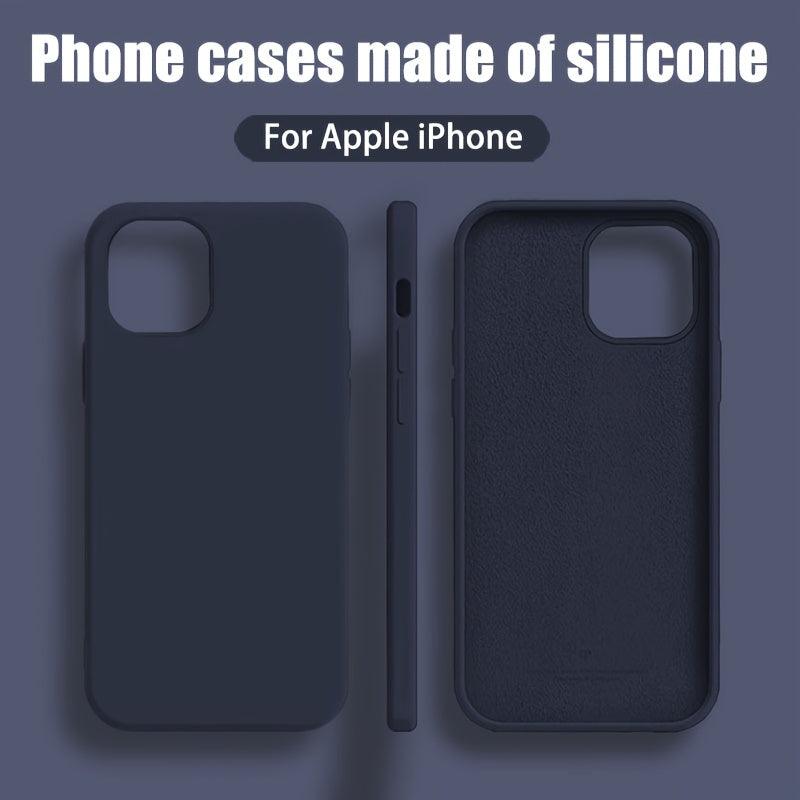 Capinha protetora de silicone de luxo à prova de choque de cor sólida, adequada para Apple iPhone