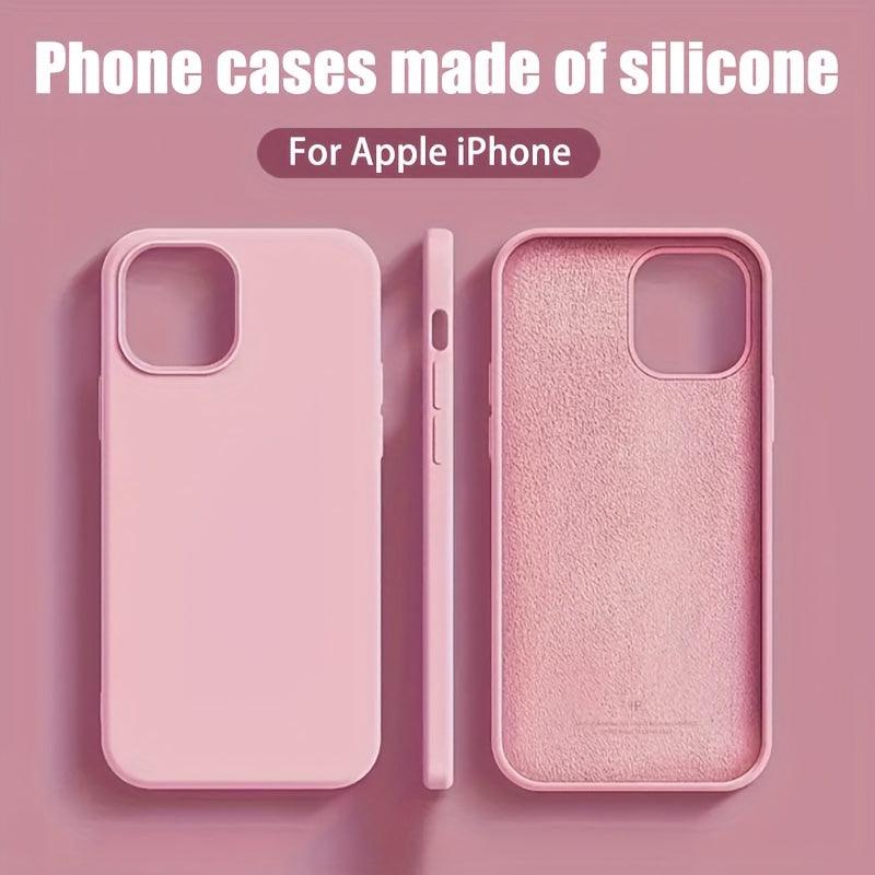 Capinha protetora de silicone de luxo à prova de choque de cor sólida, adequada para Apple iPhone