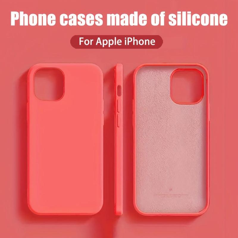 Capinha protetora de silicone de luxo à prova de choque de cor sólida, adequada para Apple iPhone