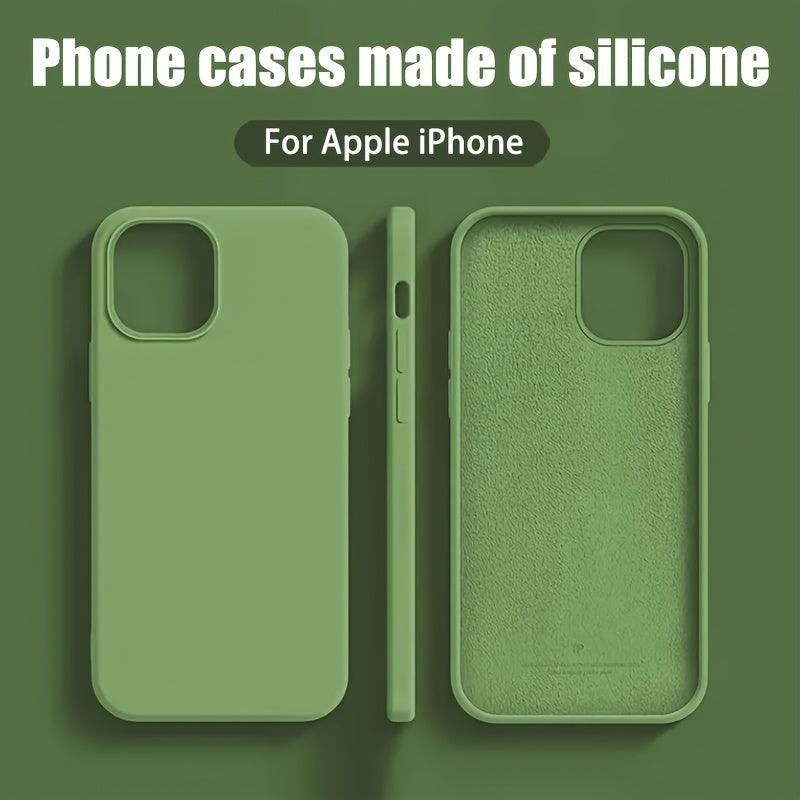 Capinha protetora de silicone de luxo à prova de choque de cor sólida, adequada para Apple iPhone