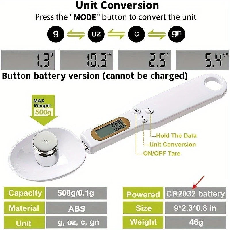 1Pc LCD Digital Measurement Adjustable Weighing Spoon Kitchen Scale Electronic Measuring Spoon Coffee Powder Baking Scale