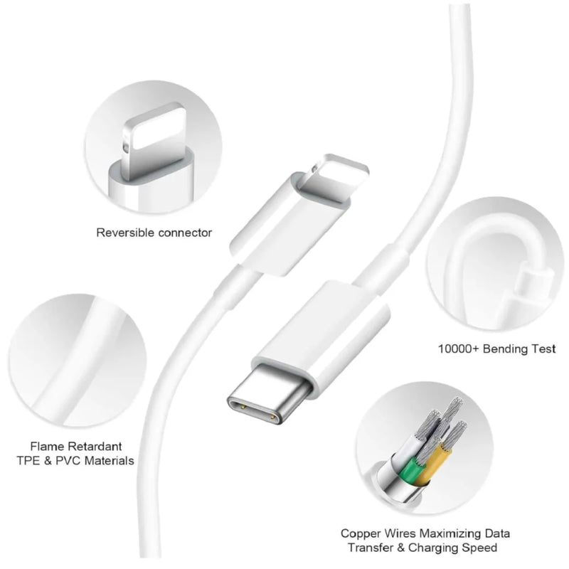 CARREGADOR PARA CELULAR COMPATIVEL COM IPHONE 20W CABO USB-C LIGHTINING