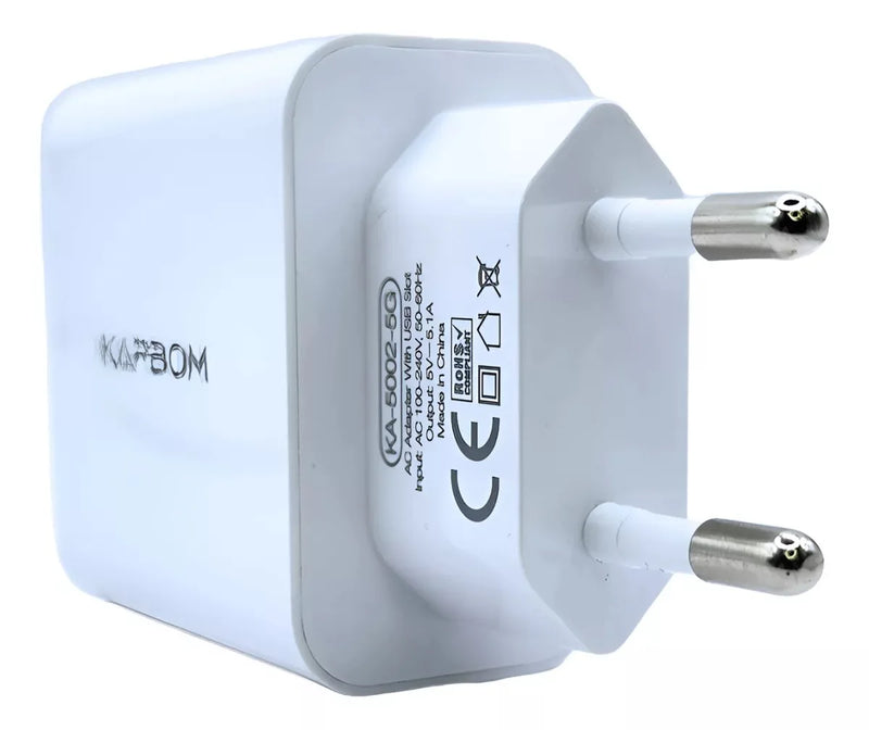 Carregador Com Cabo iPhone Turbo 25,5W Branco 2 Entradas Usb Para Uso em Qualquer Celular