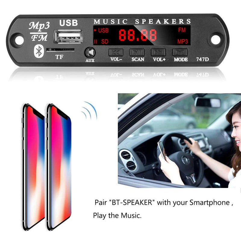 DC 9V 12V Bluetooth 5.0 Car Kit Wireless MP3 Decoder Board Audio WMA Car Music Player Module Lossless Audio USB AUX TF Radio