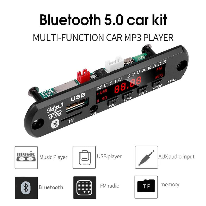 DC 9V 12V Bluetooth 5.0 Car Kit Wireless MP3 Decoder Board Audio WMA Car Music Player Module Lossless Audio USB AUX TF Radio