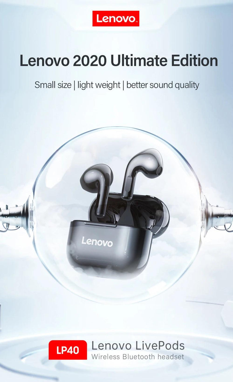 Fones de ouvido sem fio Lenovo LP40 originais TWS Bluetooth