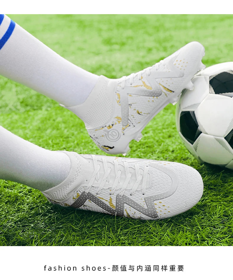 futebol masculinos tamanho grande ultraleve chuteiras de futebol tênis para meninos antiderrapantes AG/TF chuteiras de futebol botas de tornozelo unissex