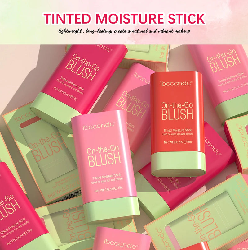 Tinted Mositure Blush Stick Face Pink Cream Cheek Blusher Cosmetics 3 in 1 Makeup Tubes used on lips eyes cheeks