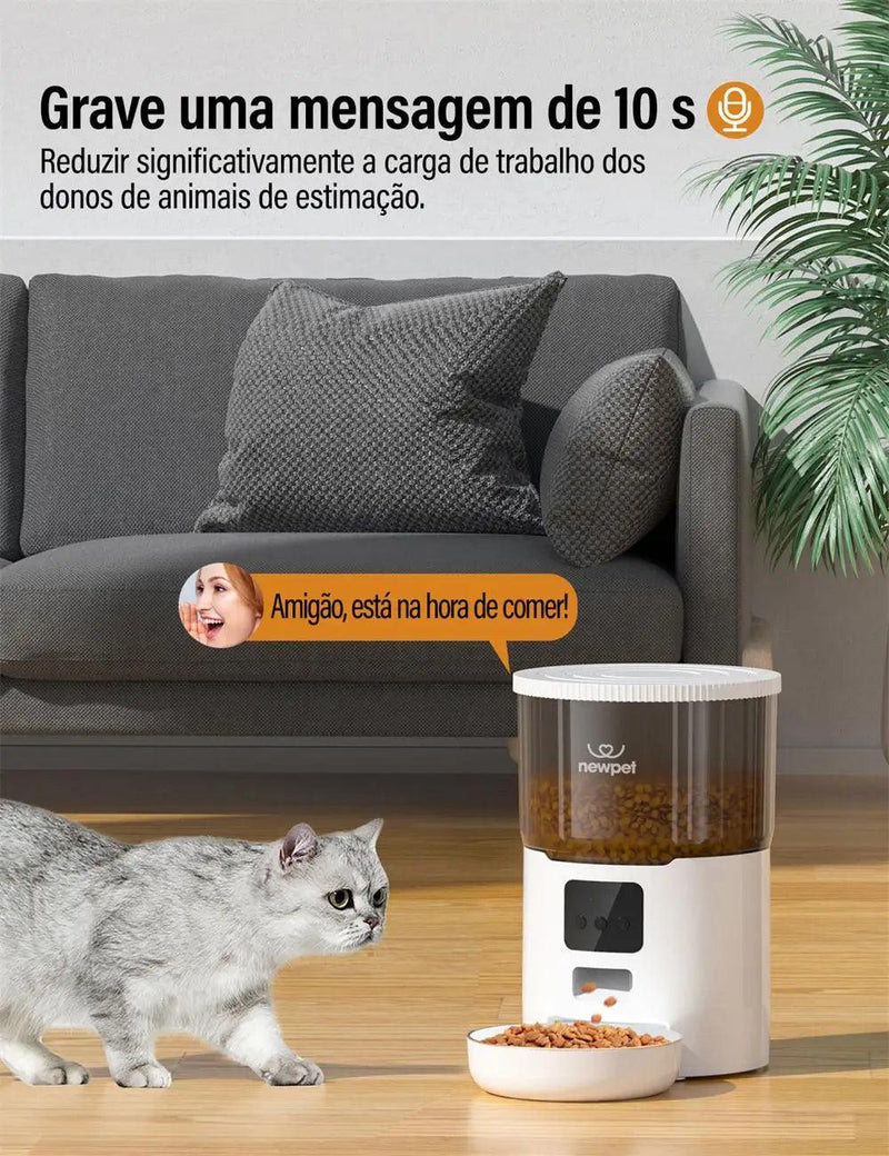 Alimentador de temporização para gatos 4L, aplicativo inteligente, alimentador de gatos, aço inoxidável, comida para animais de estimação, alimentação remota, dispensador automático, adequado para gatos e cães