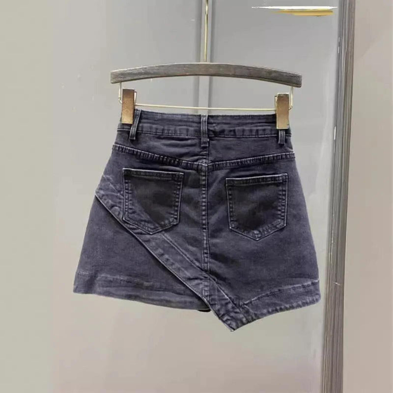 shorts saia jeans feminino vintura alta