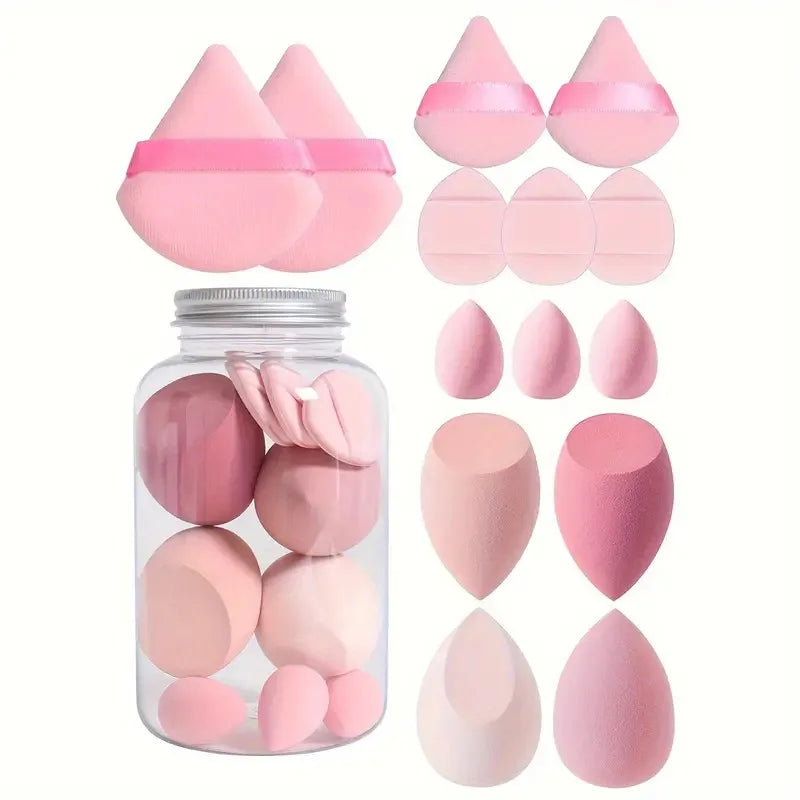 14Pcs/Set Makeup Sponge Set with Storage Jar Velvet Beauty Blenders Makeup Sponge Finger Puff Foundation Cosmetic Puffs