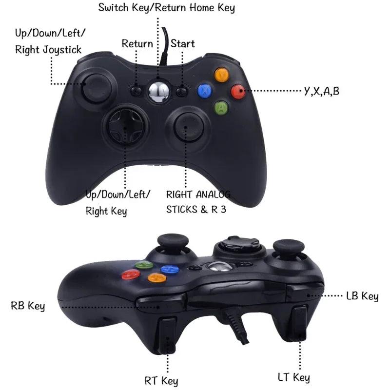 Controle Xbox 360 USB com fio Controlador PC Handheld Joystick Game Gamepad para Windows Controle Xbox