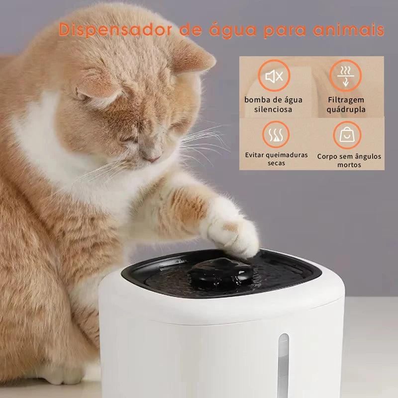 Dispensador de água inteligente para animais de estimação, água circulante, seguro e silencioso, 2,5 L com luz