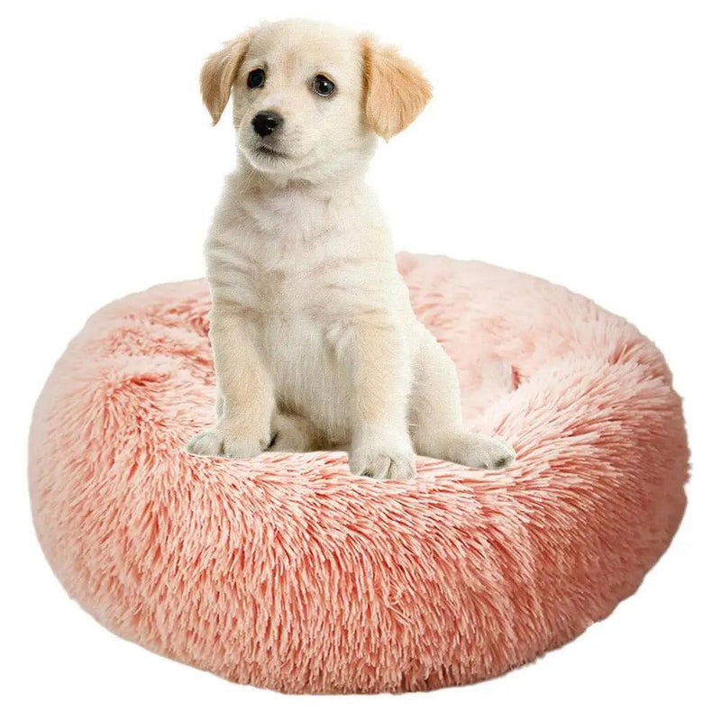 Cama redonda para cachorro, pelúcia macia, cama para animais de estimação, aquecimento USB, donut, camas redondas para cães, gatos, casa confortável, suprimentos para animais de estimação, acessórios