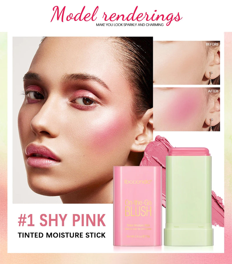 Tinted Mositure Blush Stick Face Pink Cream Cheek Blusher Cosmetics 3 in 1 Makeup Tubes used on lips eyes cheeks