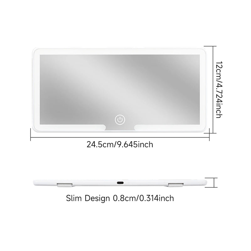 Espelhos Interiores de Carro Viseira Solar Placa LED HD Espelho de Maquiagem para Meninas Mulheres Recarregável Luz