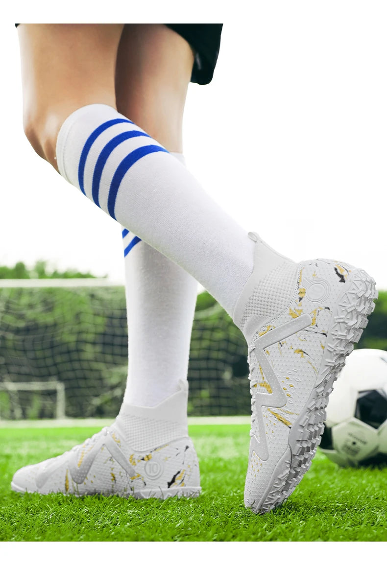 futebol masculinos tamanho grande ultraleve chuteiras de futebol tênis para meninos antiderrapantes AG/TF chuteiras de futebol botas de tornozelo unissex