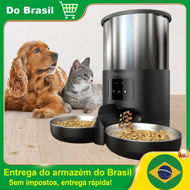 Alimentador para animais de estimação de 5L com microfone, alimentador automático para gatos, dispensador inteligente de comida para cães, temporizador WiFi, tigela de alimentação quantitativa de aço inoxidável