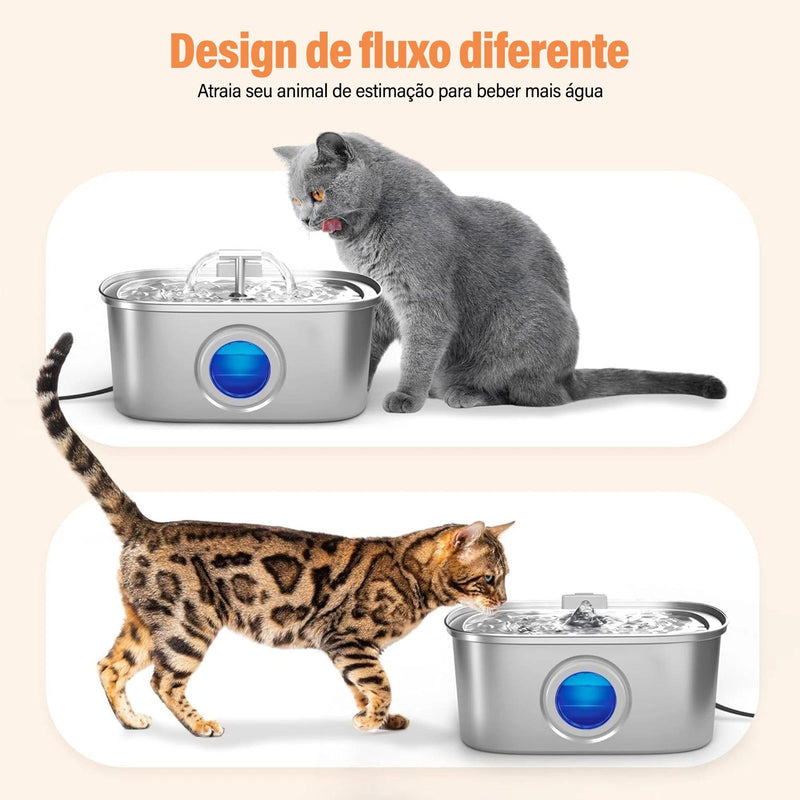 Newpet Bebedouro automático para gatos em aço inoxidável, bebedouro para gatos, acessórios para dispensador de água para animais de estimação