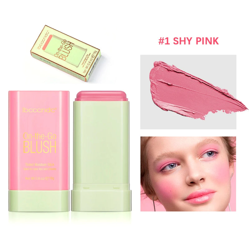 Tinted Mositure Blush Stick Face Pink Cream Cheek Blusher Cosmetics 3 in 1 Makeup Tubes used on lips eyes cheeks