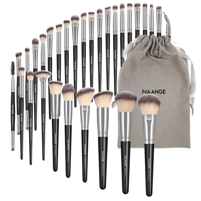 MAANGE 30pcs Professional Makeup Brush Set Foundation Concealers Eye Shadows Powder Blush Blending Brushes Beauty Tools with Bag