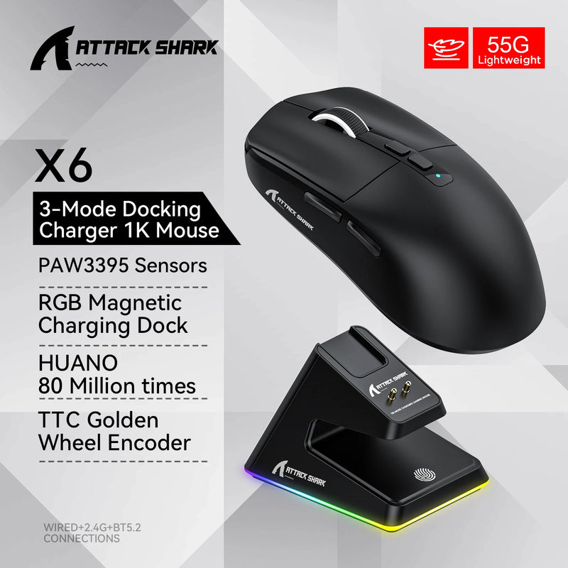 Mouse Bluetooth Attack Shark X6 PAW3395