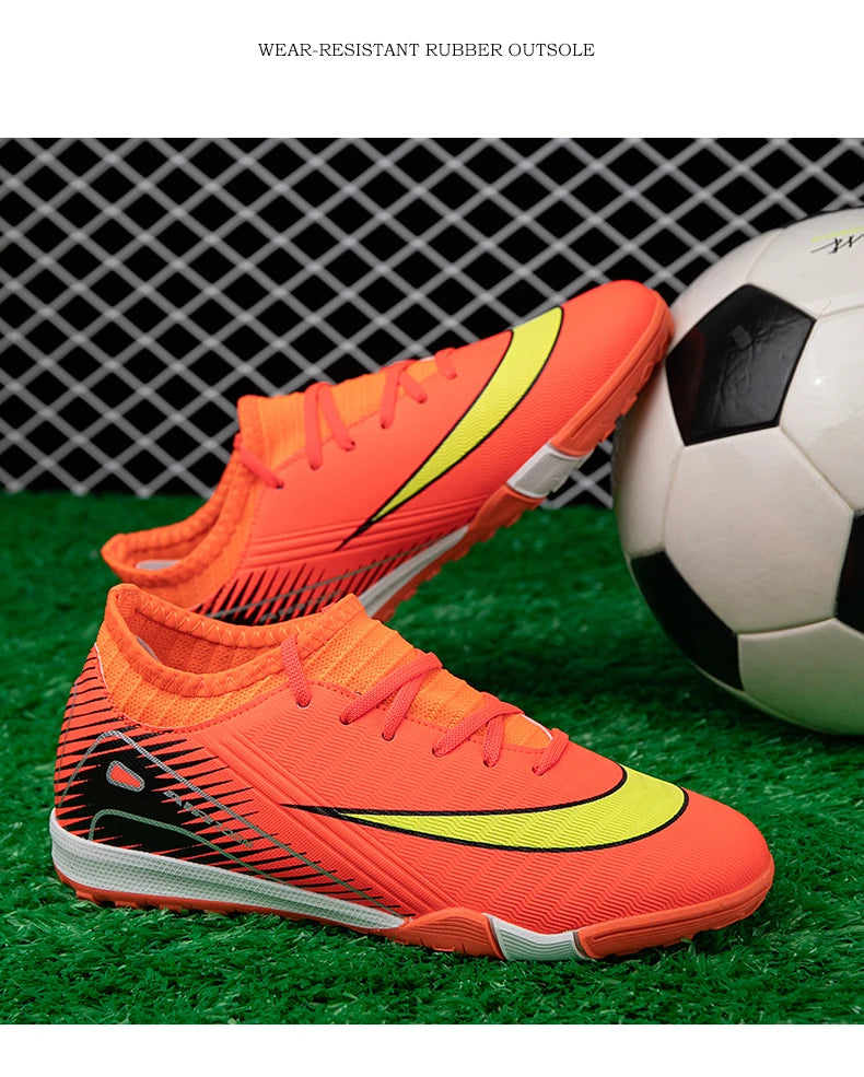 Profissional Kid Novos Sapatos de Futebol Match Ankle Antiderrapante Futebol