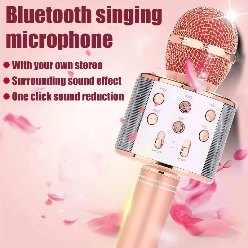 Microfone de karaokê sem fio Bluetooth Studio com cancelamento de ruído Microfones de vídeo para telefone para iPhone e transmissão ao vivo