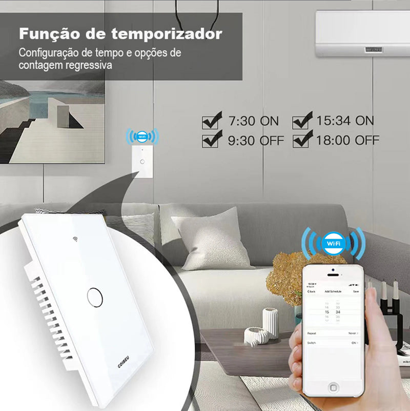 Painéis de parede Alexa WiFi interruptor inteligente Tuya plugue USB tomada, tomada externa