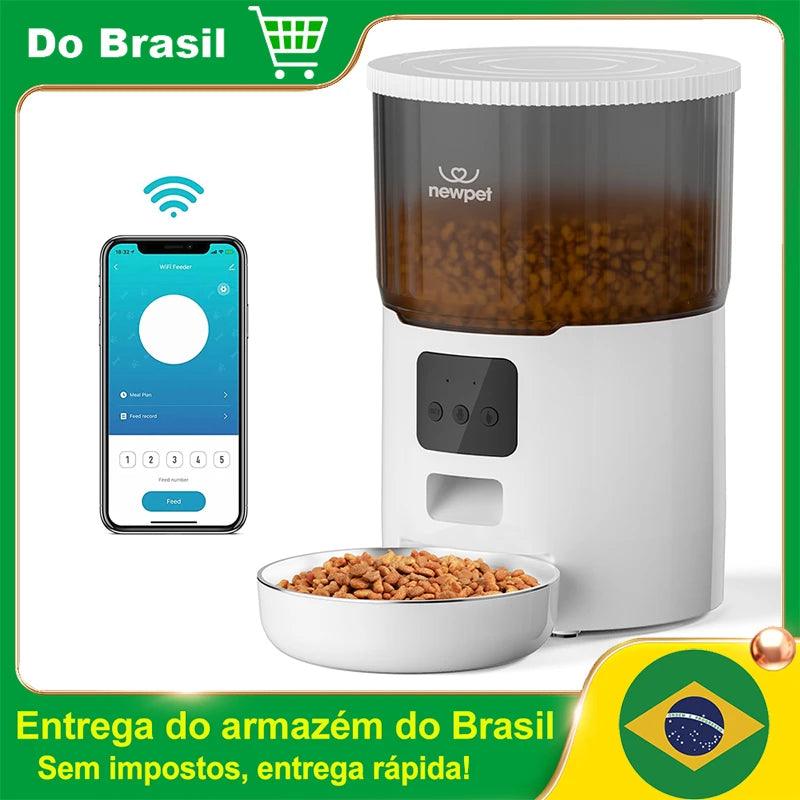 Alimentador de temporização para gatos 4L, aplicativo inteligente, alimentador de gatos, aço inoxidável, comida para animais de estimação, alimentação remota, dispensador automático, adequado para gatos e cães