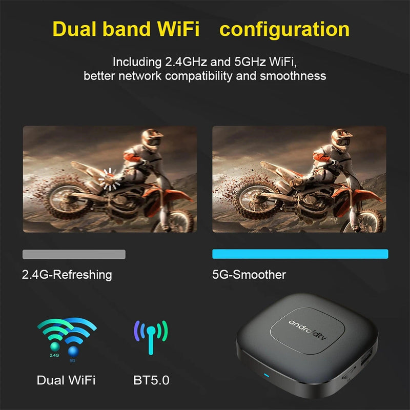 Smart Streaming Media Player TV Box AllwinnerH313 Android13 2.4G e 5G Wifi 4K Mortal T1 Bluetooth Google Assistant