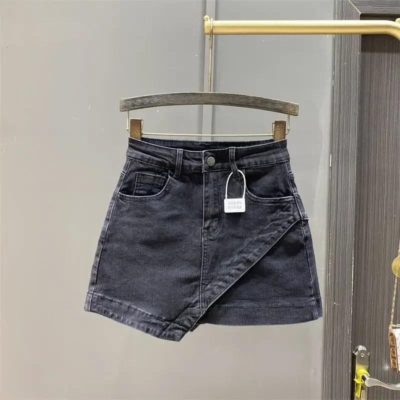 shorts saia jeans feminino vintura alta