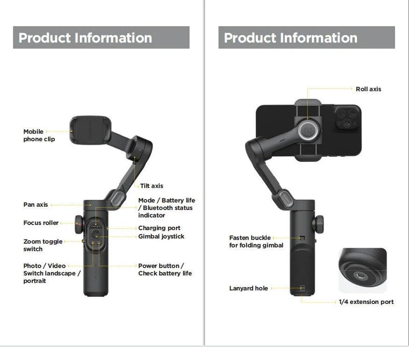 estabilizador inteligente Smartphone com luz de preenchimento para iPhone Android Face