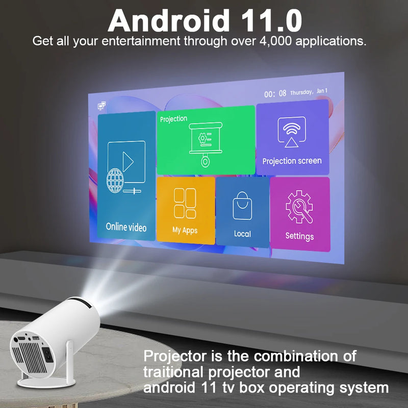 Projetor 4K Android 11 HY300 Pro