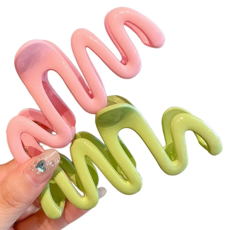 New Colorful Jelly Wave Hair Claw Hairpin Women Girls Fashion Design Korean Sweet Simple Irregular Hair Clip Headwear Wholesale