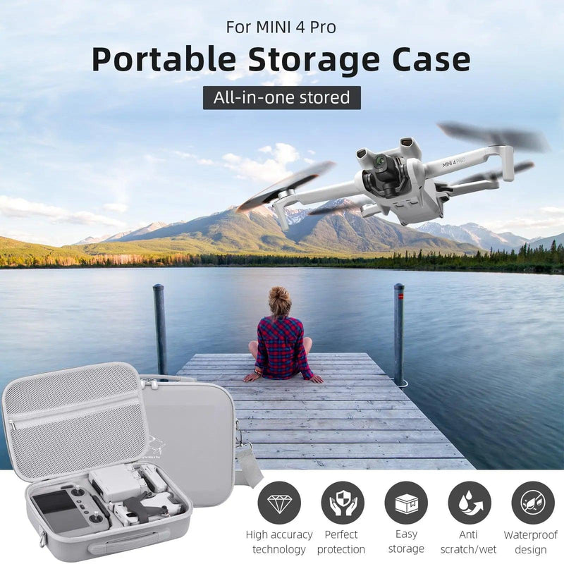 Mini 4 Pro RC 2 Case, Bolsa de armazenamento de couro PU portátil de grande capacidade para DJI Mini 4 Pro