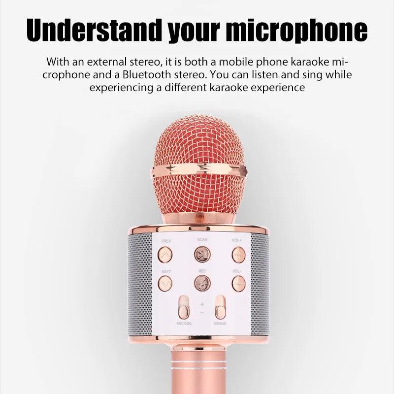 Microfone de karaokê sem fio Bluetooth Studio com cancelamento de ruído Microfones de vídeo para telefone para iPhone e transmissão ao vivo