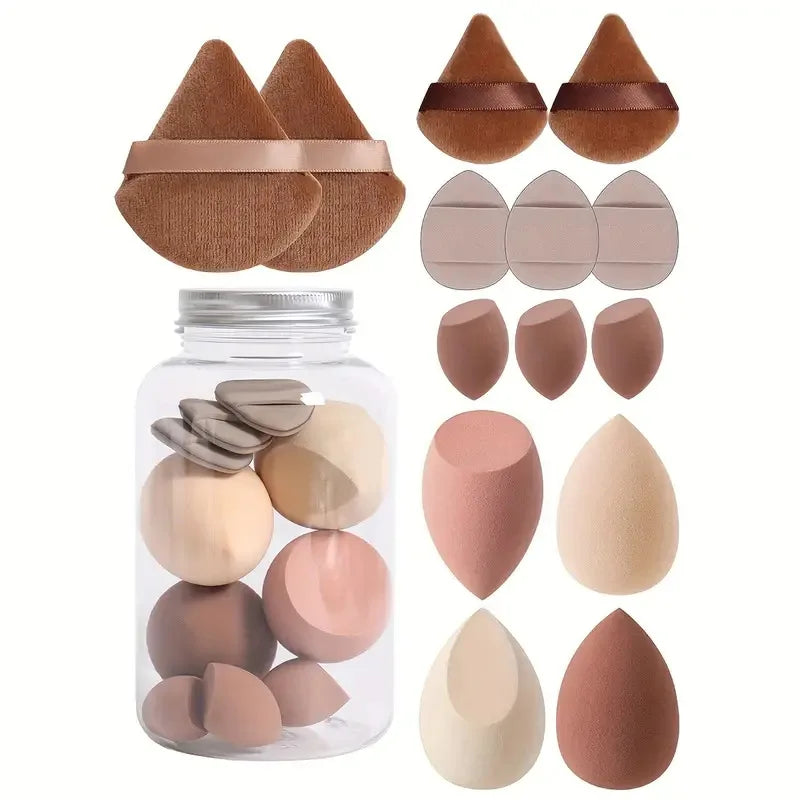 14Pcs/Set Makeup Sponge Set with Storage Jar Velvet Beauty Blenders Makeup Sponge Finger Puff Foundation Cosmetic Puffs