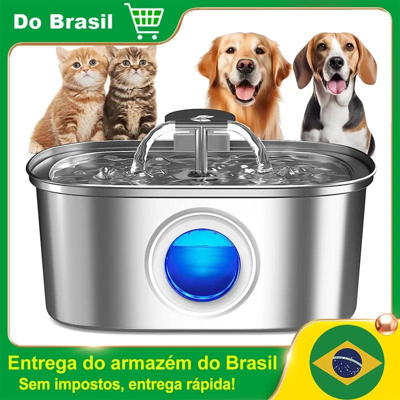 Newpet Bebedouro automático para gatos em aço inoxidável, bebedouro para gatos, acessórios para dispensador de água para animais de estimação