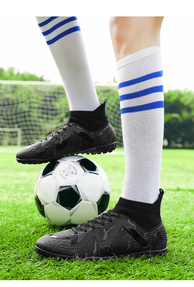 futebol masculinos tamanho grande ultraleve chuteiras de futebol tênis para meninos antiderrapantes AG/TF chuteiras de futebol botas de tornozelo unissex