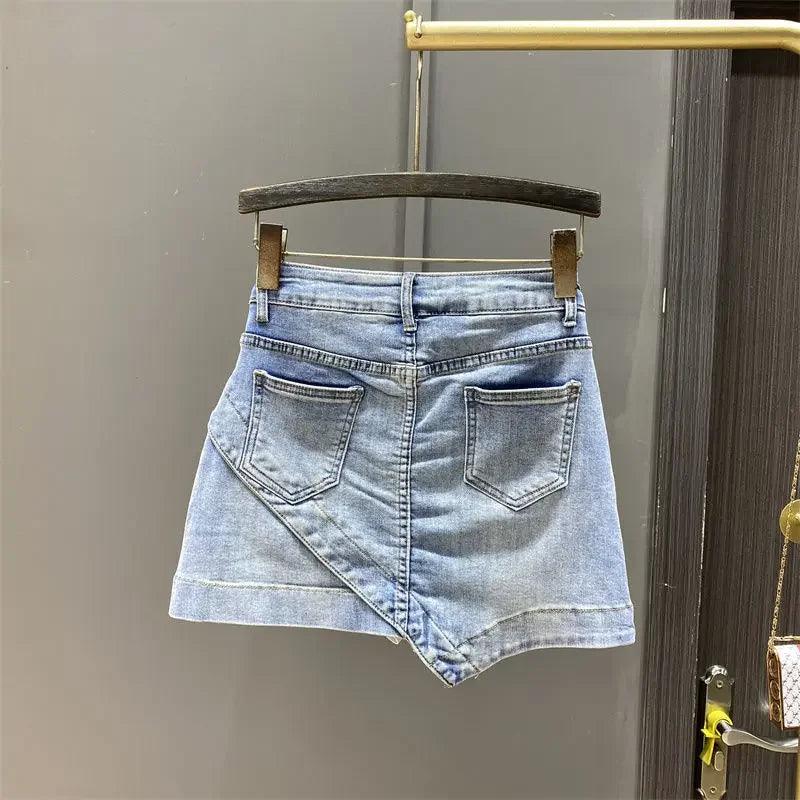 shorts saia jeans feminino vintura alta