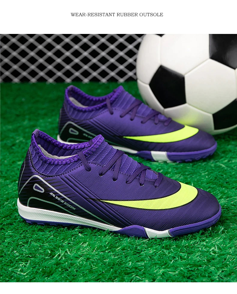 Profissional Kid Novos Sapatos de Futebol Match Ankle Antiderrapante Futebol