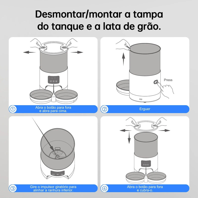 Alimentador para animais de estimação de 5L com microfone, alimentador automático para gatos, dispensador inteligente de comida para cães, temporizador WiFi, tigela de alimentação quantitativa de aço inoxidável