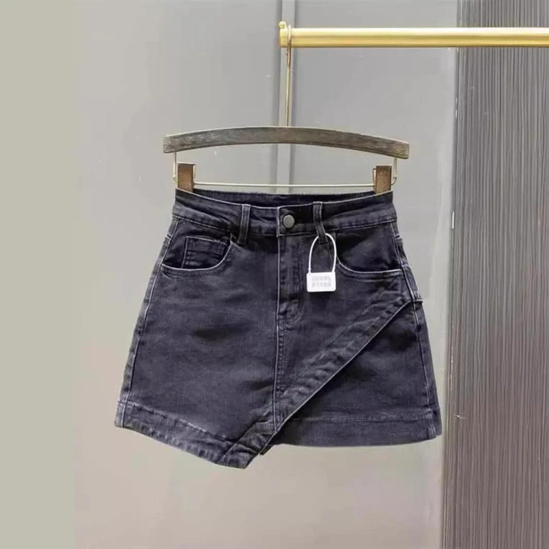 shorts saia jeans feminino vintura alta