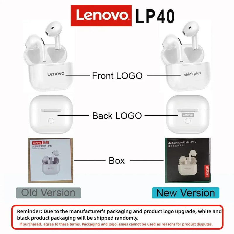 Fones de ouvido sem fio Lenovo LP40 originais TWS Bluetooth