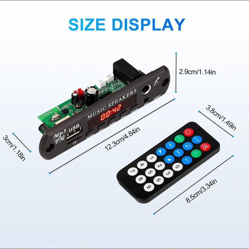 DC 12V Bluetooth 5.3 MP3 WMA APE Decoder Board 60W Amplifier Clock Time Display 6.5MM Mic Jack USB TF FM Radio Car Mp3 Player