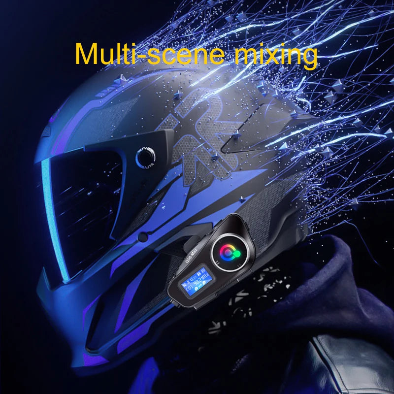 Capacete de motocicleta Bluetooth Intercom Headset LED Iluminação Estéreo Rádio FM IP65 À prova d'água Assistente de voz 500M Interfone