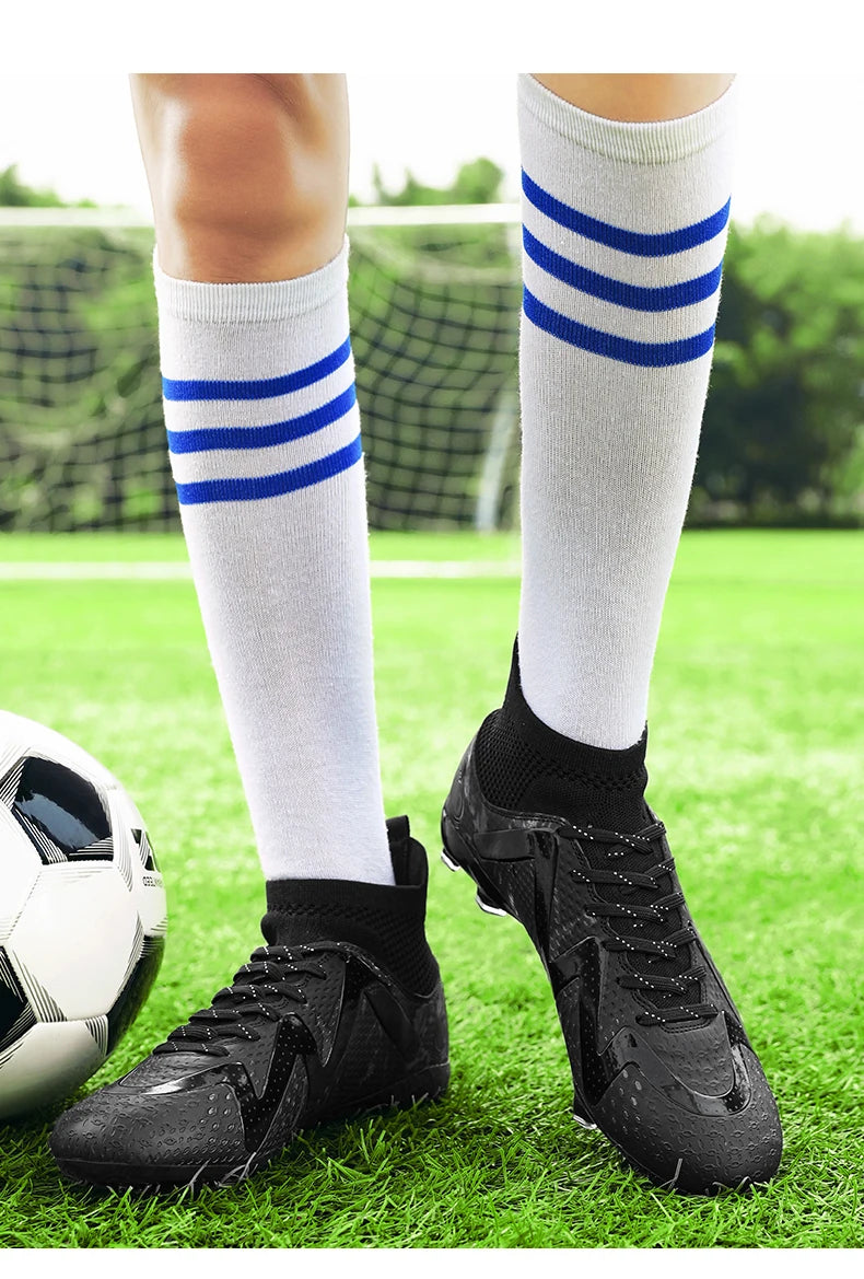 futebol masculinos tamanho grande ultraleve chuteiras de futebol tênis para meninos antiderrapantes AG/TF chuteiras de futebol botas de tornozelo unissex